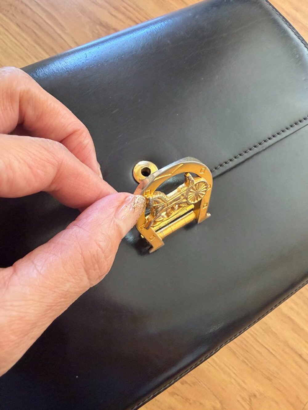 Vintage Celine Black Horse Carriage Shoulder Bag - Picture 2 of 10